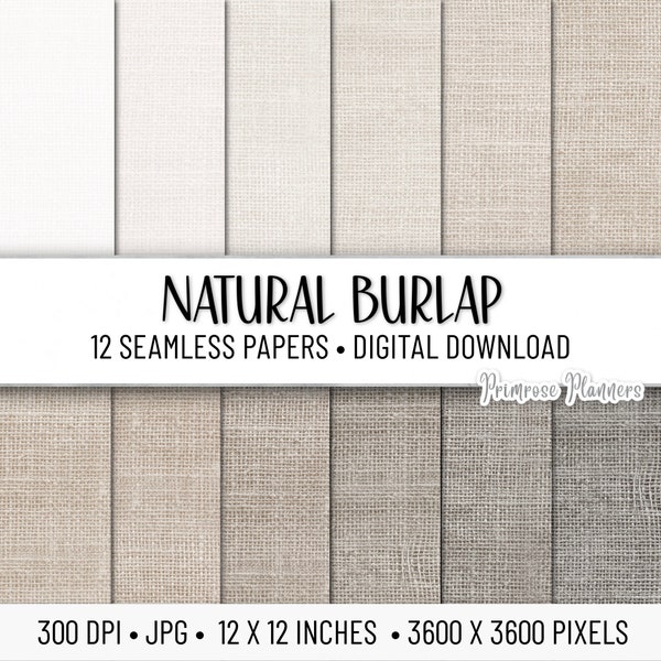Natural Burlap Digital Paper Pack | Digital Base Paper | Burlap Digital Paper | Instant Download for Commercial Use | Textured Paper | Brown