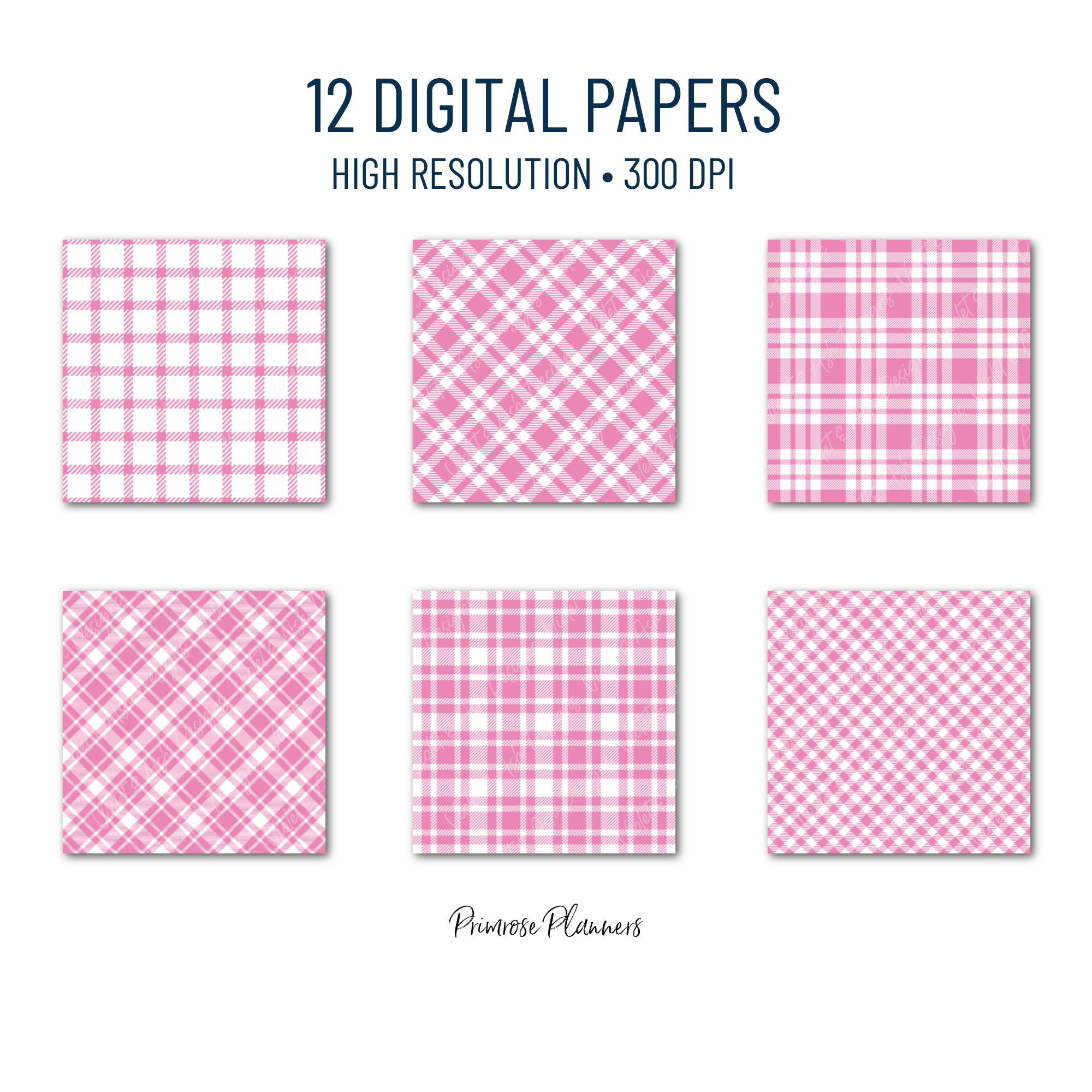 Seamless Bubblegum Pink Plaid Digital Paper, Buffalo Check, Pastel ...