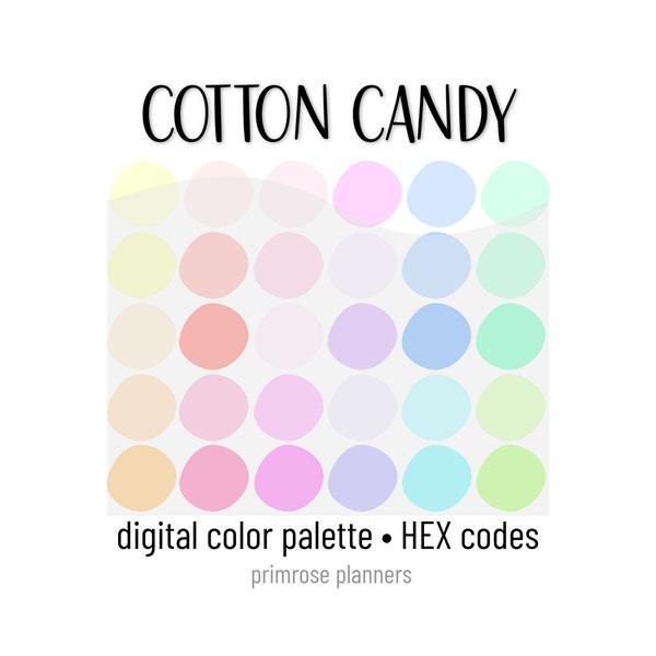 Cotton Candy Digital Color Palette - Color Chart | Goodnotes Tool | iPad Procreate | Digital Download | Bright Pastel Color Palette