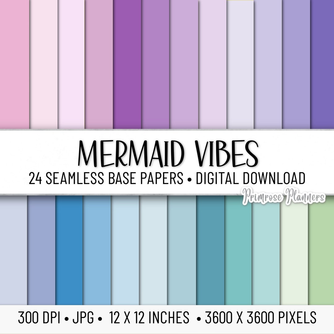 Mermaid Solid Color MERMAID Solid Digital Paper Pack Solid Background Base Digital Paper ...