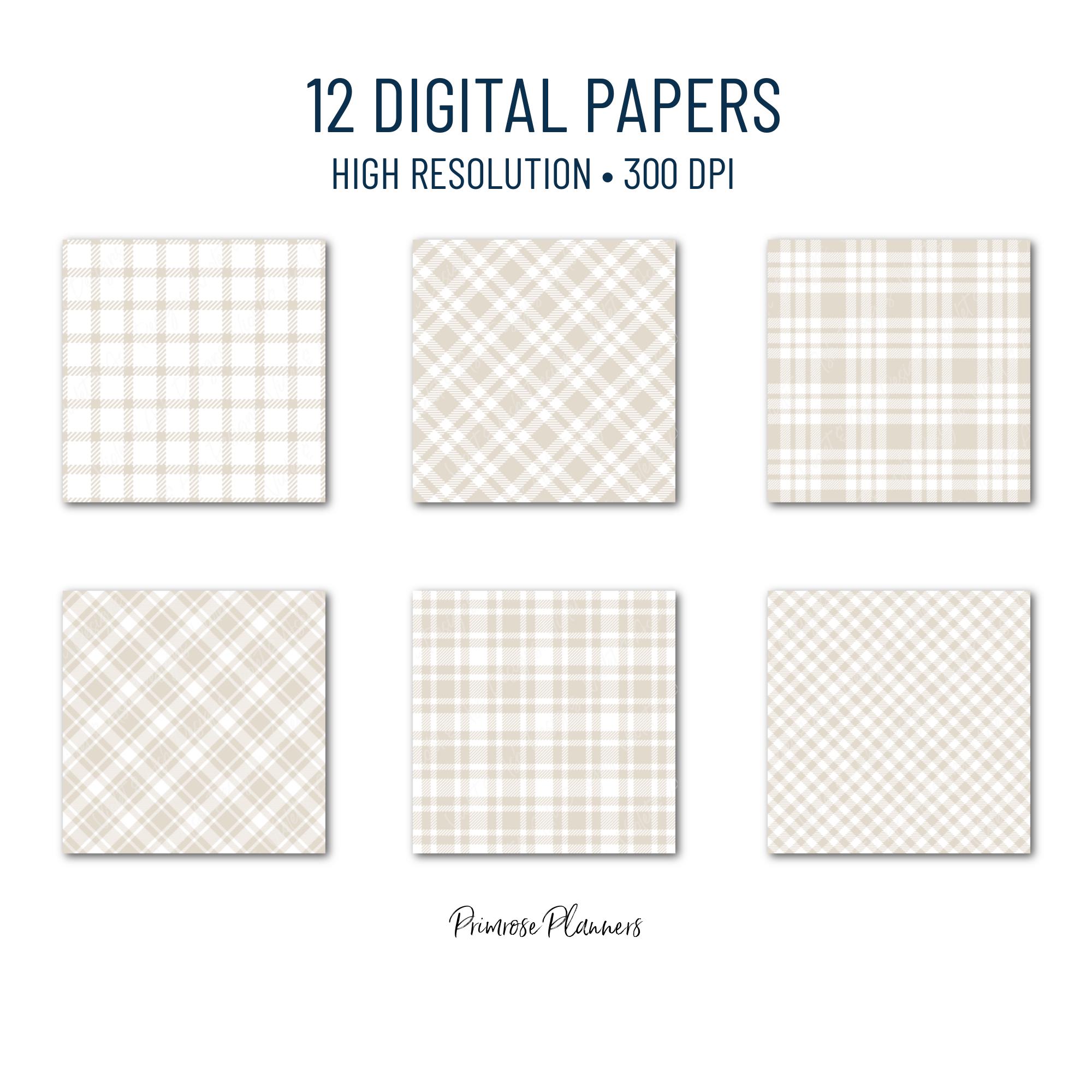 Seamless Beige Plaid Digital Paper, Buffalo Check, Neutral Tartan ...
