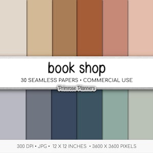 Papel digital para librería / Fondos sin costuras de colores sólidos / Azul marino, mostaza, naranja quemado y verde salvia / Papel para álbumes de recortes de uso comercial