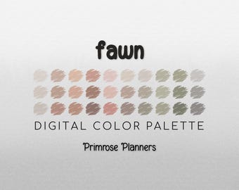 Fawn Digital Color Palette - Color Chart | Goodnotes Tool | iPad Procreate | Digital Download | Neutral Color Palette | HEX Codes | Muted