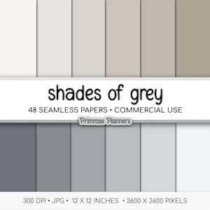 Seamless Solid Grau Digitales Papier | Warm Cool & Neutral Grau-Palette | Minimalistische einfarbige Hintergründe | Kommerzielle Nutzung 300 DPI