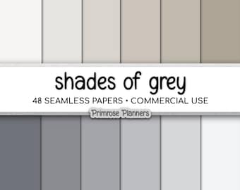 Seamless Solid Grey Digital Paper | Warm Cool & Neutral Gray Palette | Minimalist Monochrome Backgrounds | Commercial Use 300 DPI