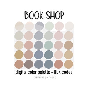Book Shop Digital Color Palette - Color Chart | Goodnotes Tool | iPad Procreate | Digital Download | Neutral Color Palette | HEX Codes