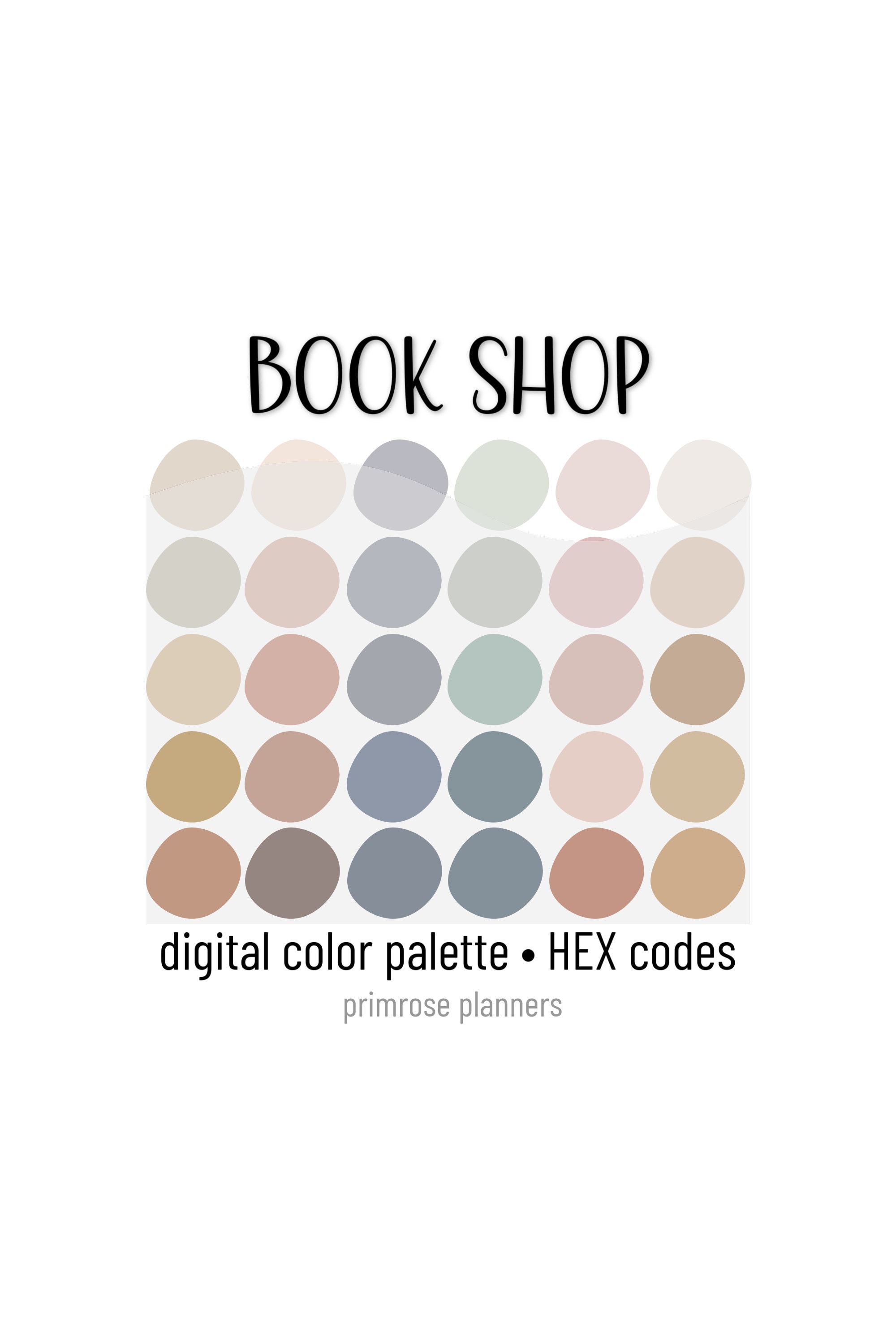Book Shop Digital Color Palette Color Chart Goodnotes Tool iPad Procreate  Digital Download Neutral Color Palette HEX Codes 