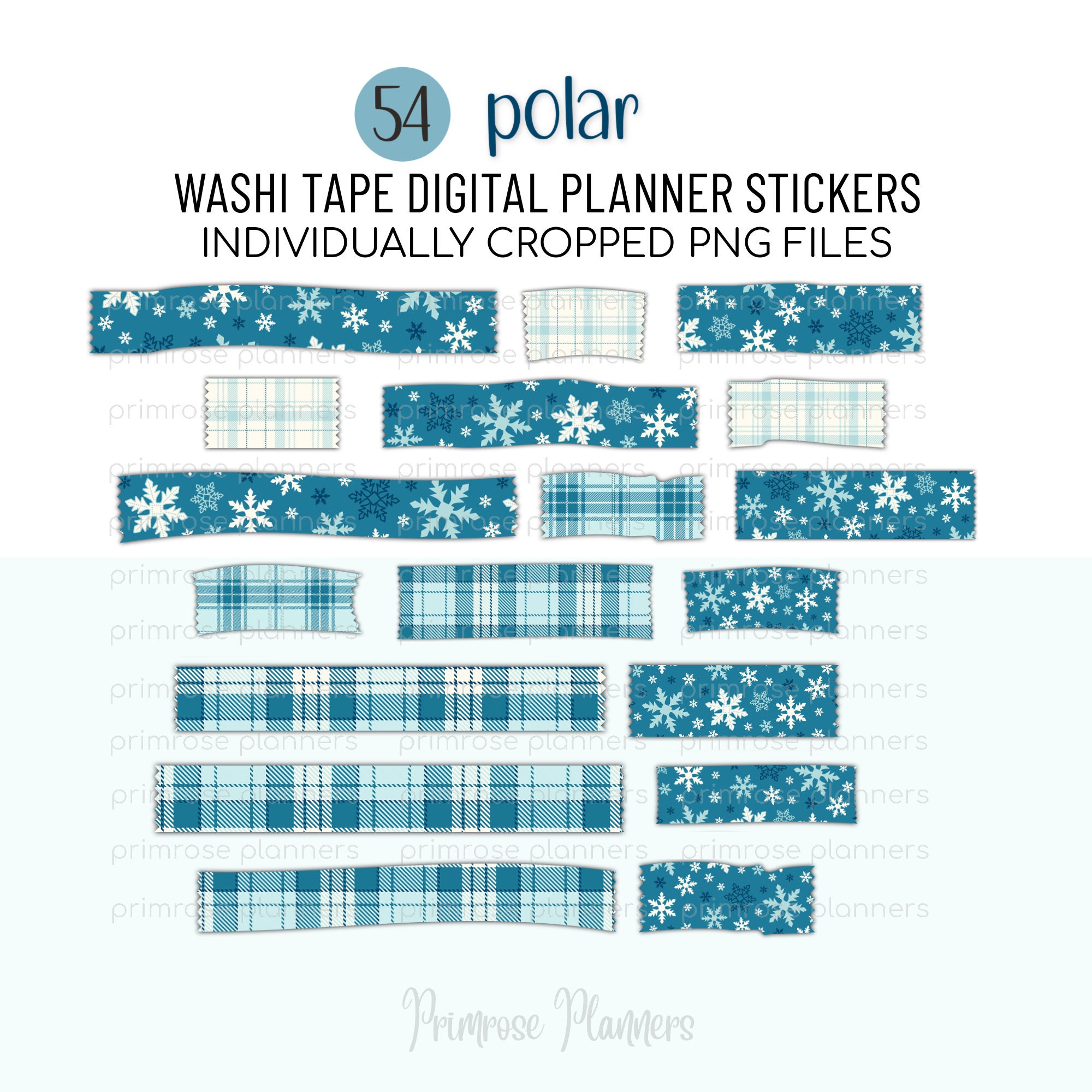 WINTER SNOWFLAKE Plaid Digital Washi Tape Stickers Washi Tape for