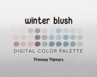 Winter Blush Procreate Palette & Photoshop Swatches, Muted Mauve Tan Taupe Sage Neutral Blue, Boho Snow, Hex Codes