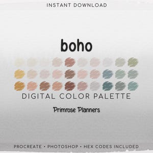 Boho Digital Color Palette - Color Chart | Goodnotes Tool | iPad Procreate | Instant Download | Bohemian Palette | HEX Codes