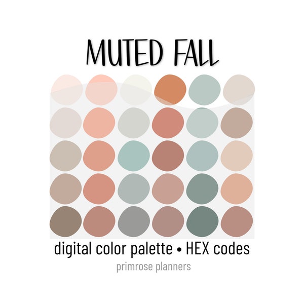 Muted Fall Digital Color Palette - Color Chart | Goodnotes Tool | iPad Procreate | Digital Download | Fall Color Palette | HEX Codes