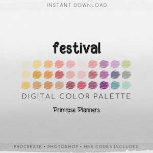 Festival Digital Color Palette - Color Chart | Goodnotes Tool | iPad Procreate | Digital Download | Bright Color Palette | HEX Codes