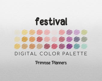 Festival Digital Color Palette - Color Chart | Goodnotes Tool | iPad Procreate | Digital Download | Bright Color Palette | HEX Codes
