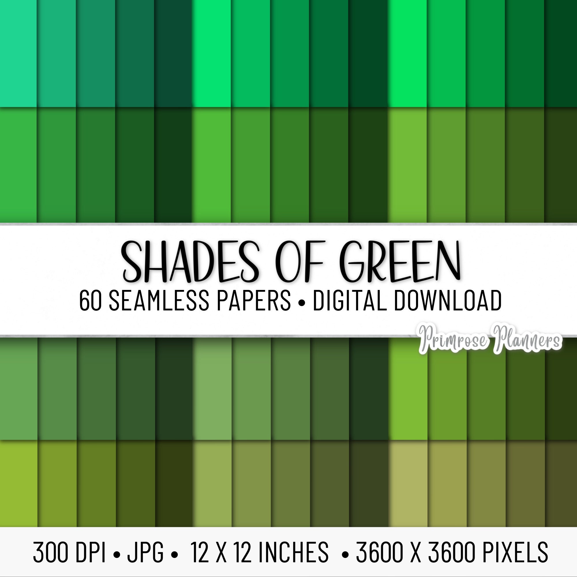 Shades of Green Solid Digital Paper Pack Digital Solid Paper Solid