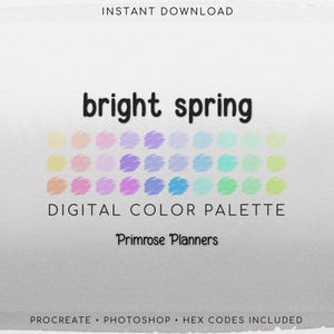 Bright Spring Procreate Palette & Photoshop Swatches, Vivid Rainbow Colors, Easter Pastel Aesthetic, Hex Codes, Digital Art Tool