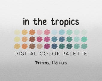 Tropical Digital Color Palette - Color Chart | Goodnotes Tool | iPad Procreate | Digital Download | Teal and Orange Color Palette | HEX Code