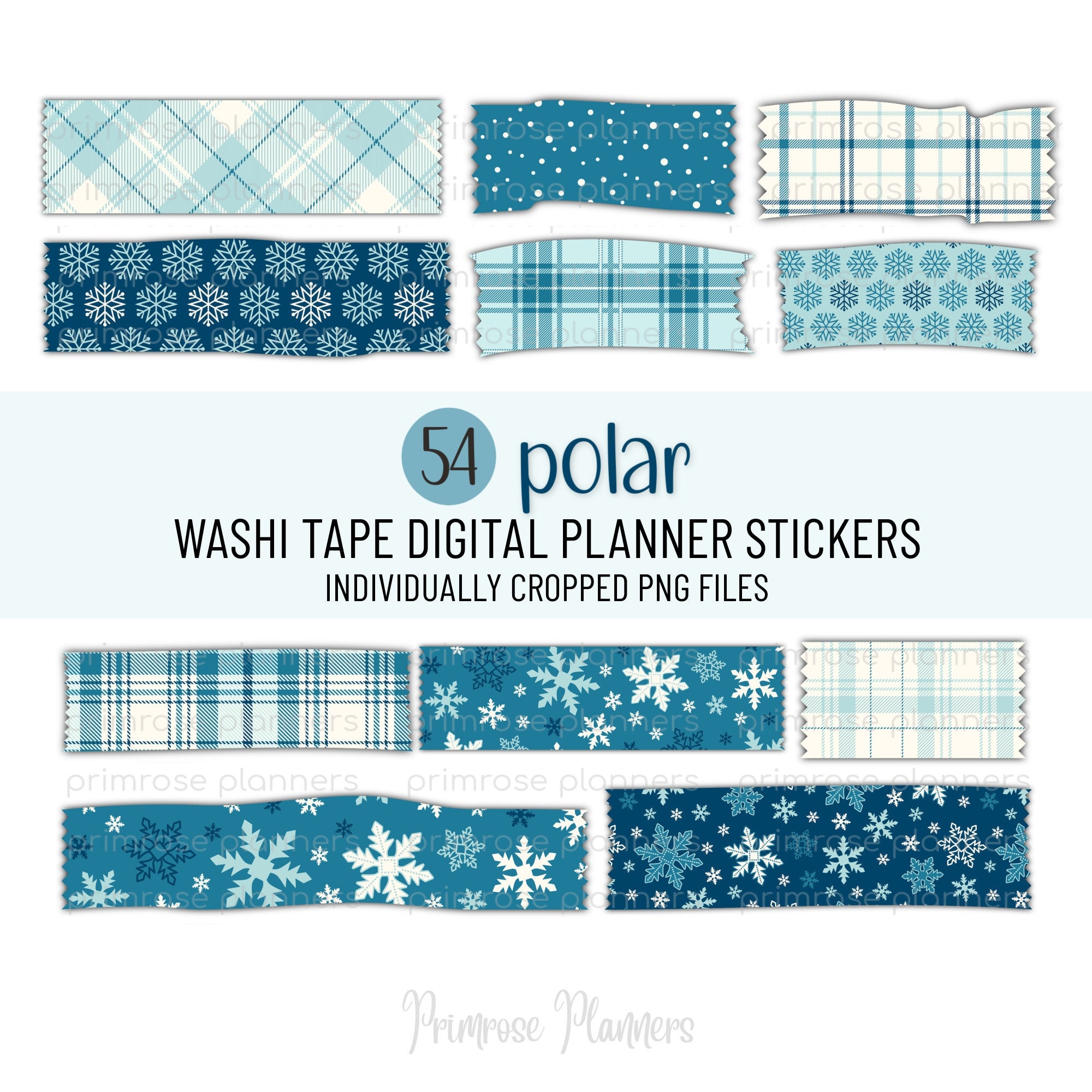 WINTER SNOWFLAKE Plaid Digital Washi Tape Stickers Washi Tape for