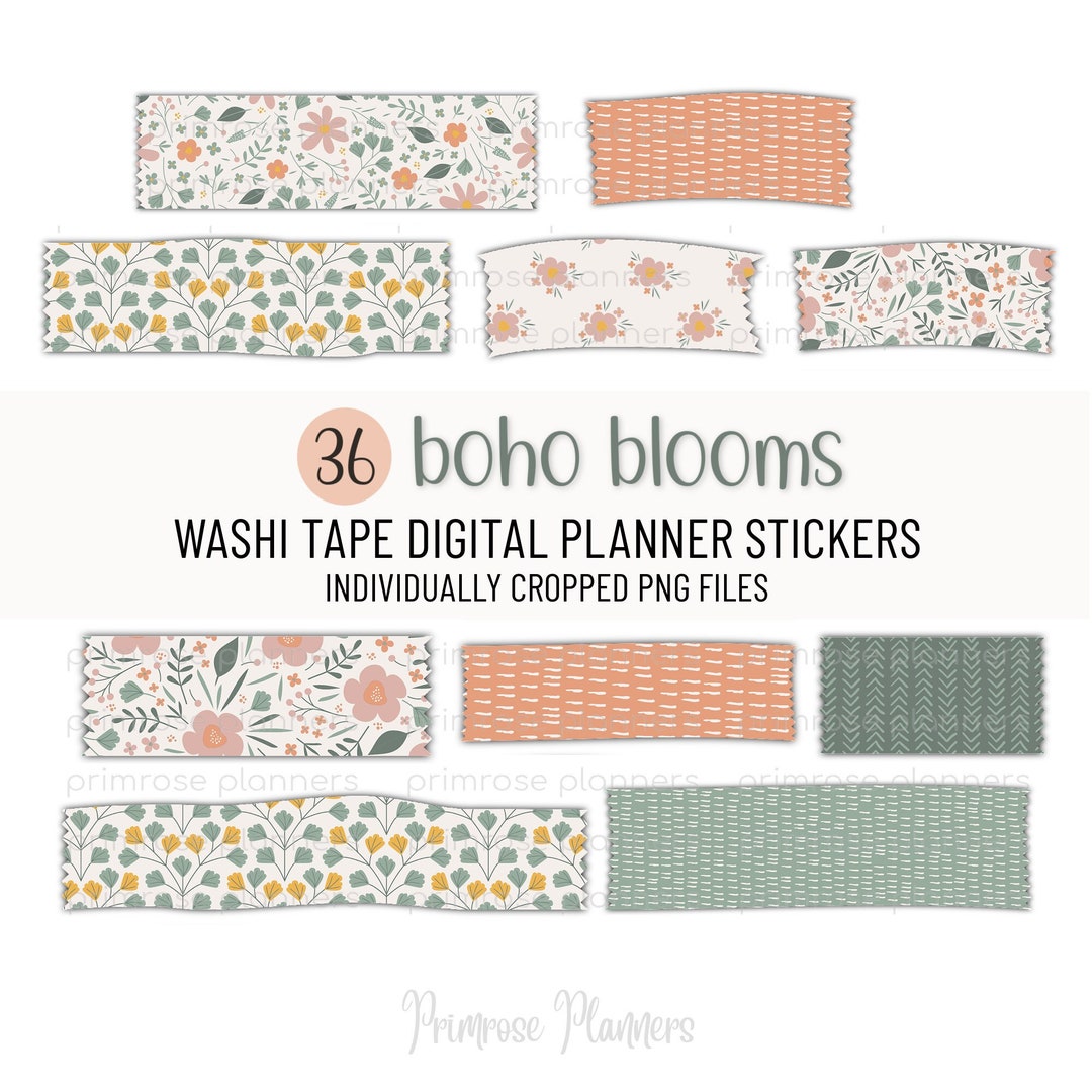 Boho Digital Washi Tape Stickers Boho Washi Tape for Goodnotes, Notability Boho  Washi Tape for Digital Planners Washi Tape Clipart 