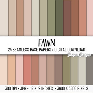 Pacote de papel digital sólido neutro FAWN | Fundo sólido | Papel digital base | Download instantâneo para uso comercial | Tan Muted, Monocromático
