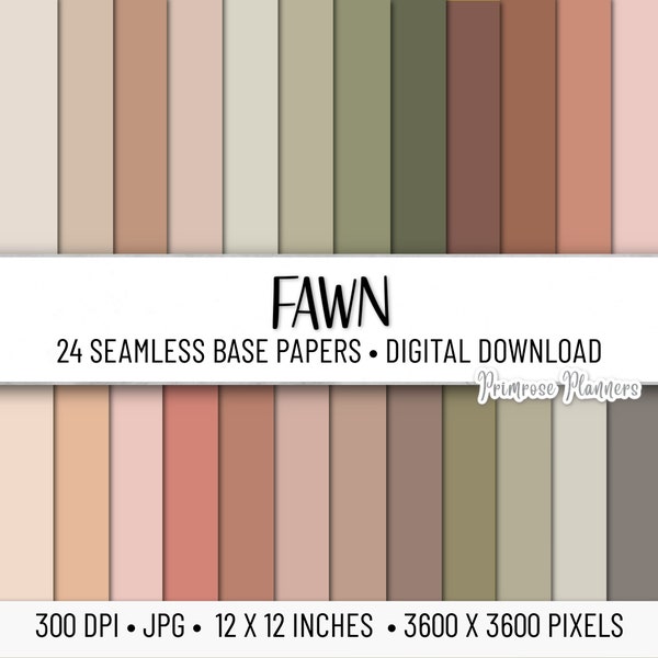 FAWN Neutral Solid Digital Paper Pack | Solid Background | Base Digital Paper | Instant Download for Commercial Use | Tan Muted, Monochrome