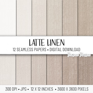 Latte Linen Digital Paper Pack | Digital Base Paper | Burlap Digital Paper | Instant Download for Commercial Use | Textured Paper | Brown