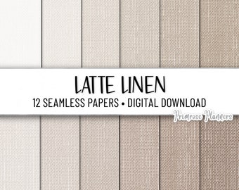 Latte Linen Digital Paper Pack | Digital Base Paper | Burlap Digital Paper | Instant Download for Commercial Use | Textured Paper | Brown