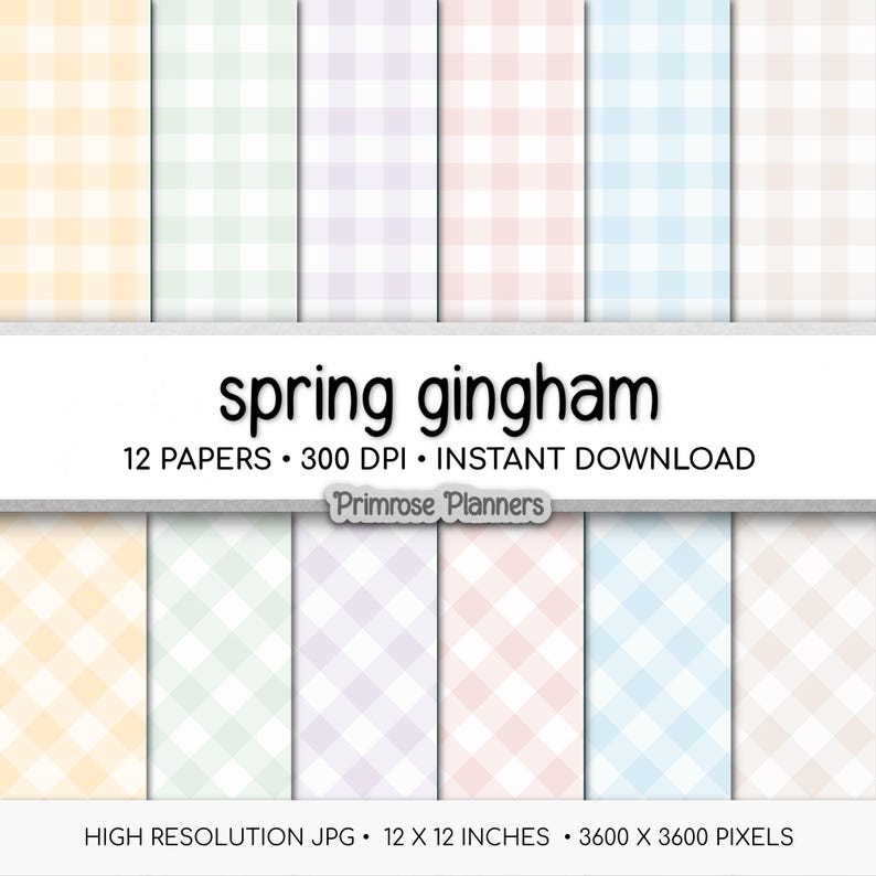 Spring Gingham Digital Paper Pack | Printable Digital Paper | Plaid ...