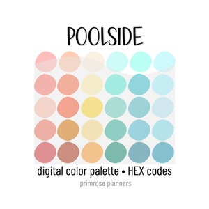 Poolside Digital Color Palette - Color Chart | Goodnotes Tool | iPad Procreate | Digital Download | Summer Color Palette | HEX Codes