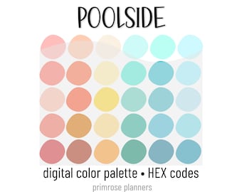 Poolside Digital Color Palette - Color Chart | Goodnotes Tool | iPad Procreate | Digital Download | Summer Color Palette | HEX Codes