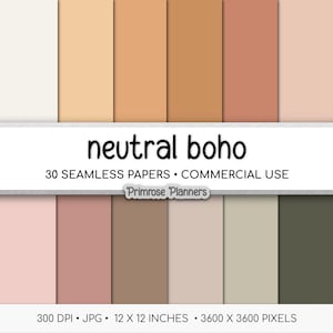 Solid Digital Paper Neutral Boho | Earth Tone Palette | Beige, Mauve, Blush, Sage, Olive, Taupe | Commercial Use