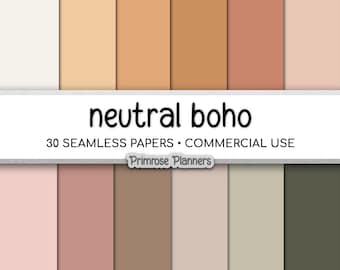 Enfärgat digitalt papper Neutral Boho | Jordfärgad palett | Beige, Mauve, Rouge, Salvia, Oliv, Taupe | Kommersiellt bruk