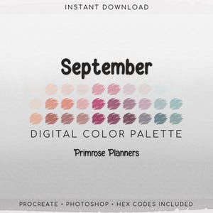 September Procreate Palette - Color Chart | Photoshop | iPad Procreate | Digital Download | Fall Color Palette | Digital Illustration