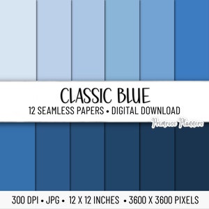 Blue Solid Digital Paper Pack | Digital Solid Paper | Solid Digital Paper | Base Paper | Instant Download for Commercial Use