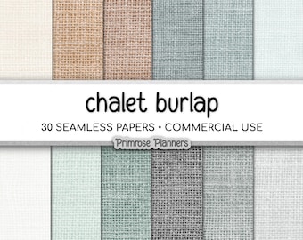 Winter Ski Chalet Burlap Digital Paper | Seamless Muted Blue & Aqua Texture | Cozy Rustic Neutral Backgrounds | Commercial Use 300 DPI