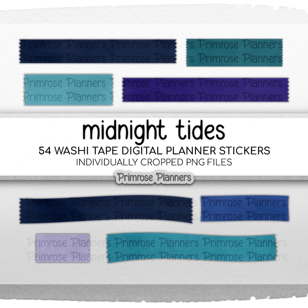 Midnight Tides Watercolor Washi Tape | Digital Planner Stickers ...