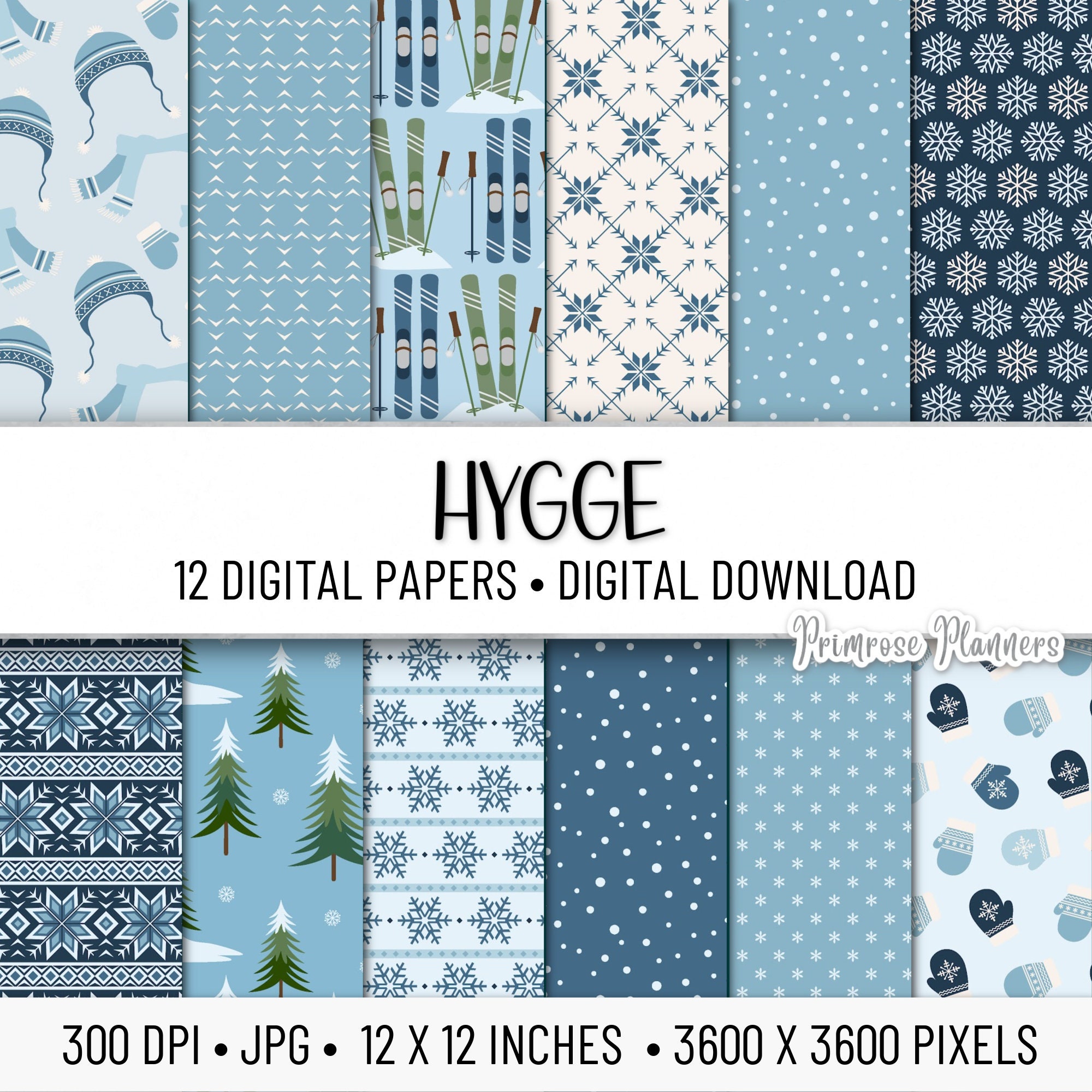 Winter Color Paper Pack Printable Paper Crafting Crafts Digital Download  Instant Download Digital Collage Sheet 8.5 X 11 Inch 001005 