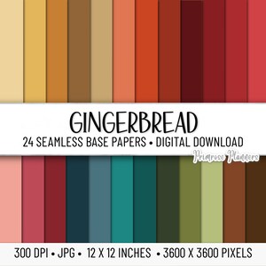 Paquet de papier numérique solide GINGERBAD pour les Fêtes | Fond uni | Papier numérique de base | Téléchargement instantané pour une utilisation commerciale | Or, bordeaux