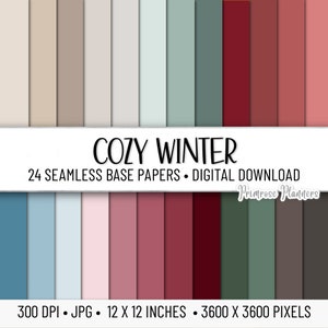 COSY WINTER Solid Digital Paper Pack | Effen achtergrond | Digitaal basispapier | Direct downloaden voor commercieel gebruik | Monochroom
