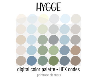 Hygge Digital Color Palette - Color Chart | Goodnotes Tool | iPad Procreate | Digital Download | Blue and Gray Color Palette | HEX Codes