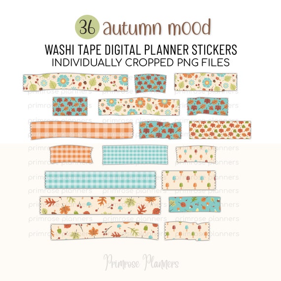 NEUTRAL AUTUMN Plaid Digital Washi Tape Stickers Washi Tape for Goodnotes,  Notability Fall Washi Tape for Digital Planners Clipart 