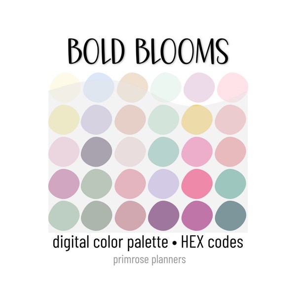 Bold Blooms Digital Color Palette - Color Chart | Goodnotes Tool | iPad Procreate | Digital Download | Floral Color Palette | HEX Codes