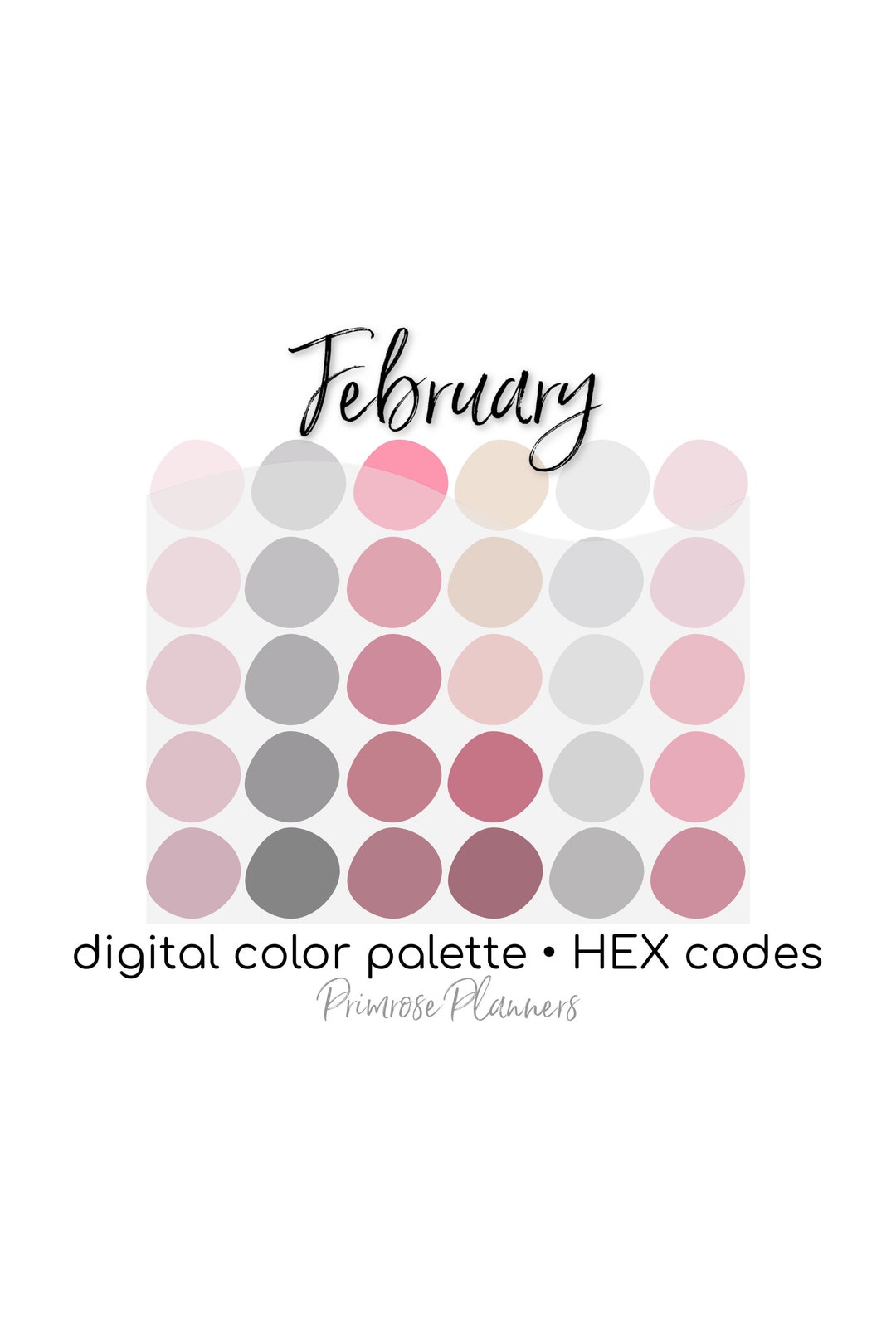 February Digital Color Palette Color Chart Goodnotes Tool Etsy