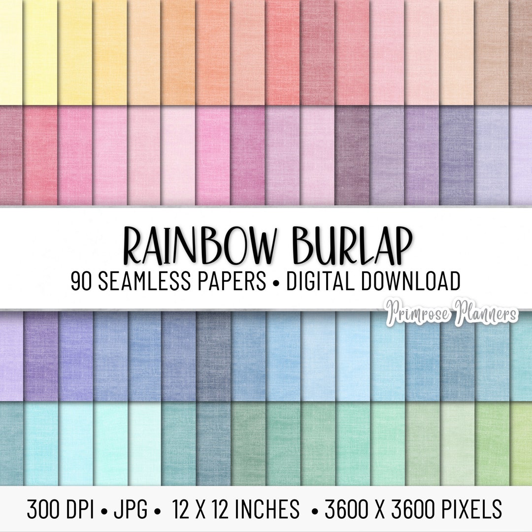 Rainbow Burlap Digital Paper Pack Digital Base Paper Burlap Digital ...