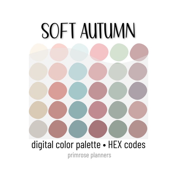 Soft Autumn Digital Color Palette - Color Chart | Goodnotes Tool | iPad Procreate | Digital Download | Fall Color Palette | HEX Codes