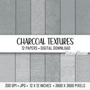 Paquete de papel digital texturizado gris carbón / Papel digital de arpillera / Descarga instantánea para uso comercial / Papel kraft