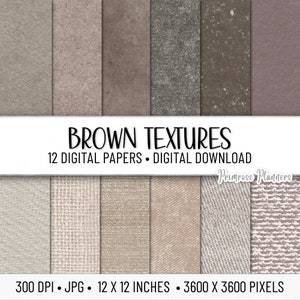 Brown Textured Digital Paper Pack | Digitales Rohpapier | Sackleinen Digitales Papier | Sofortiger Download für kommerzielle Nutzung | Kraftpapier