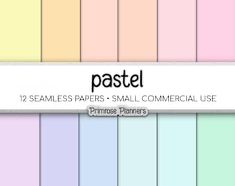 Light Rainbow Backgrounds, Solid Color Digital Paper, Soft Pastel Scrapbook Pages, Commercial Use
