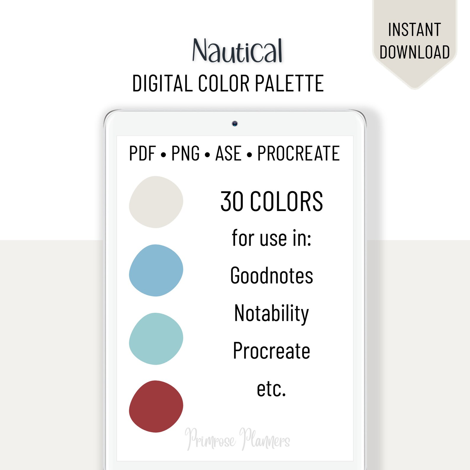 Nautical Digital Color Palette Color Chart Goodnotes Tool iPad