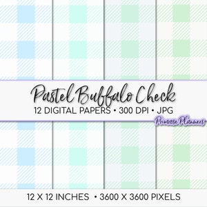 Pastel Buffalo Check Digital Paper Pack Digital Plaid Paper - Etsy