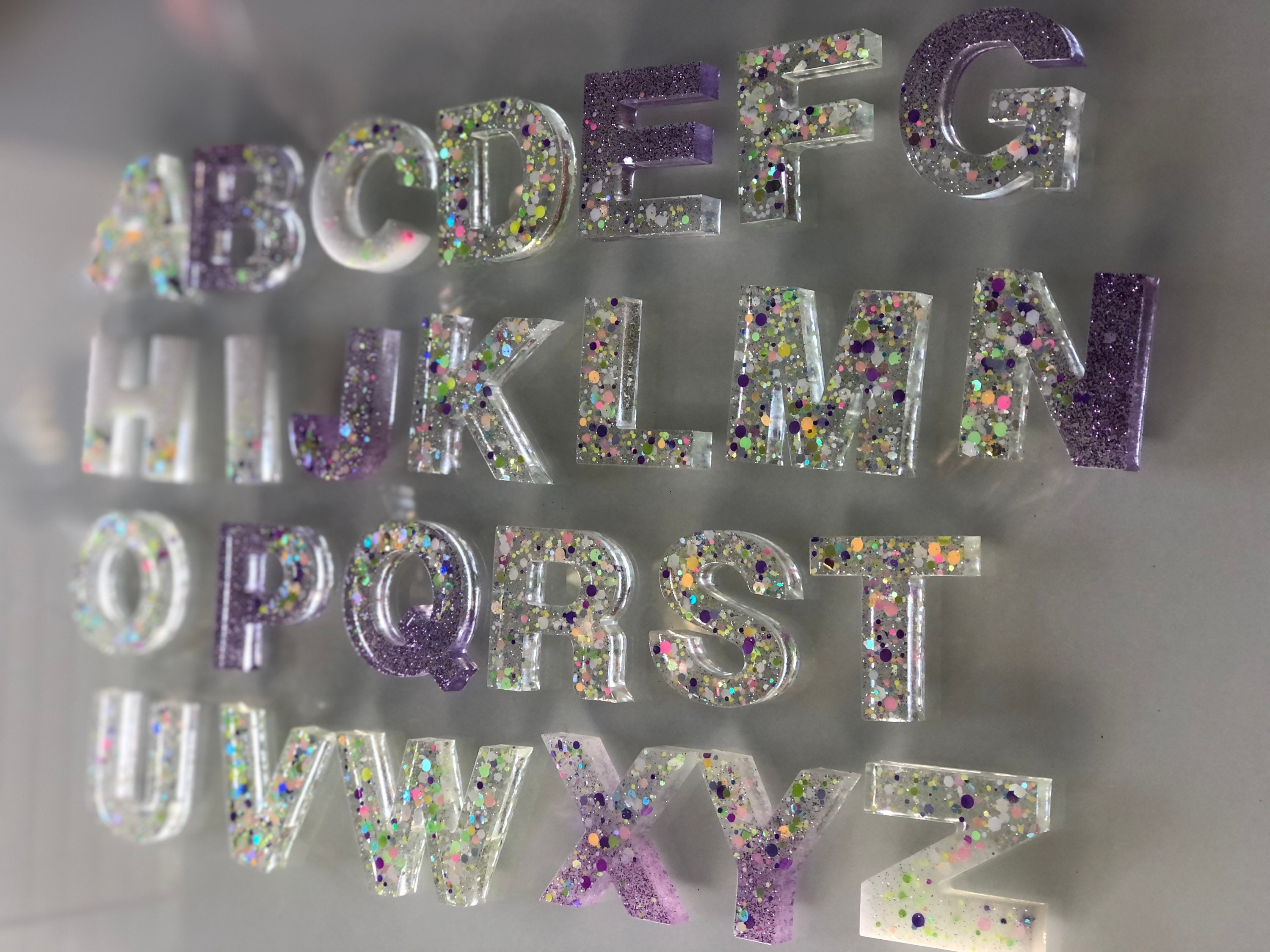Resin Letters Montessori Alphabet Letters Resin Glitter Etsy